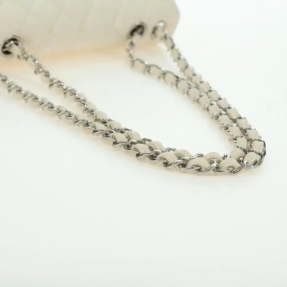 Chanel Matelasse Canvas Chain Shoulder Bag White
